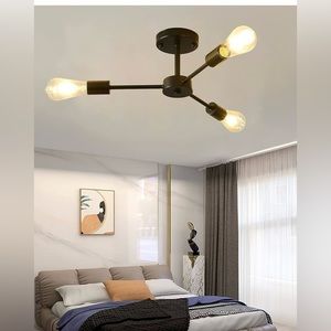 3-Light Mid Century Modern Sputnik Chandeliers, Fixture Ceiling Hanging